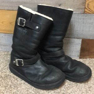 Black Leather UGG Boots
